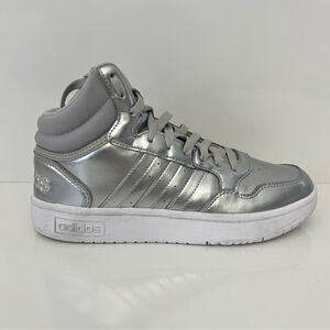 Adidas Metallic Silver Chrome High Top Sneakers Size 7 Women